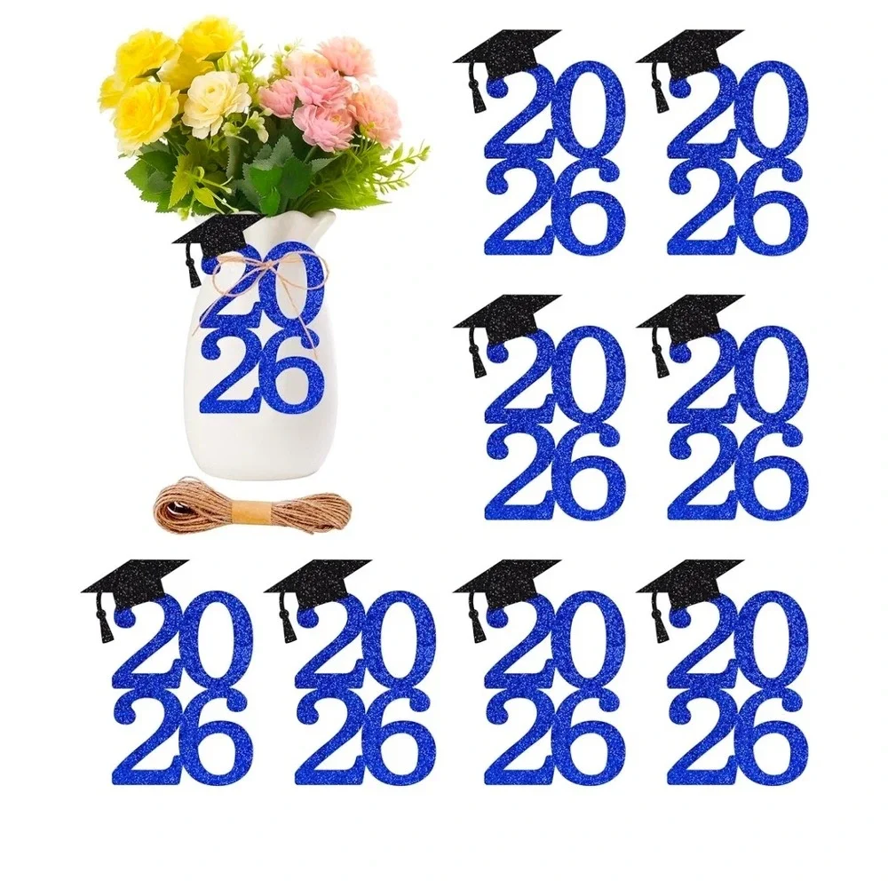 Class of 2026 Blue Glitter Graduation Decorations 2 Packs 60 Pcs Banner